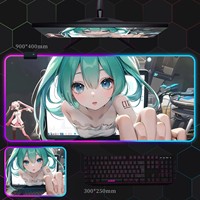 Grand tapis de souris de jeu LED carré RGB étanche en caoutchouc naturel avec repose-poignet pour usage bureautique, personnalisable en gros