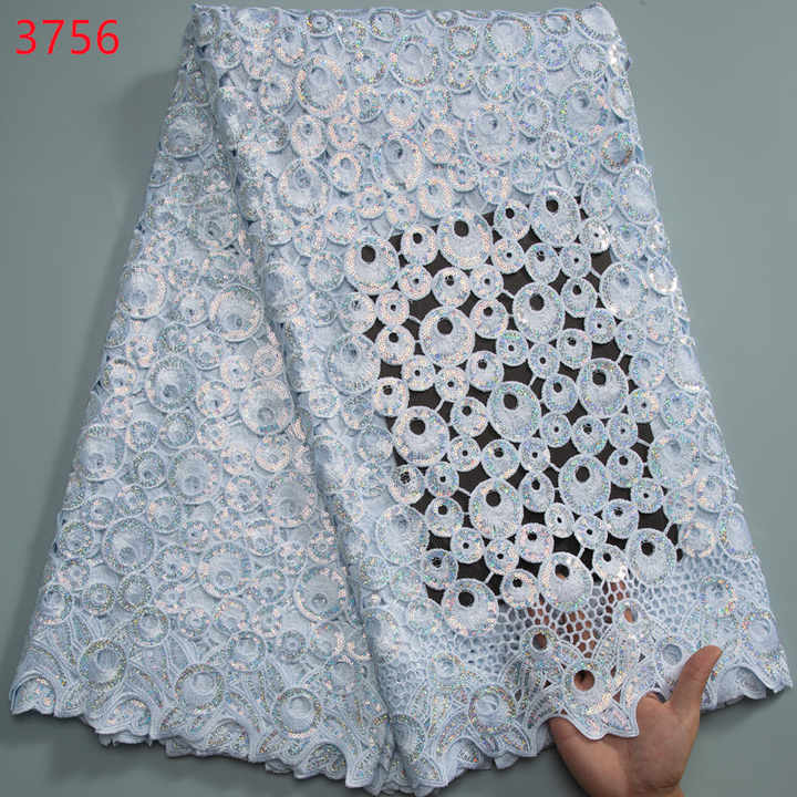 3756 High Quality African Cord Guipure Lace Fabric 2024 Red Nigerian Lace Fabric Sequined 5 Yard Luxury Wedding Dress for Women