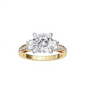 Bague de fiançailles et de mariage solitaire à trois pierres en or massif 14 carats, couleur E, clarté VVS2, certifiée IGI, vente en gros - Product Image 1