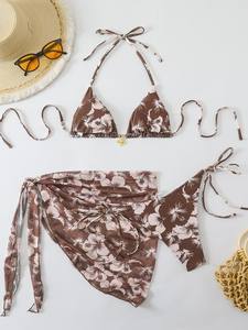 Traje de Baño Bikini de 2 Piezas con Estampado Floral, Moderno y Sexy para Mujer, Transpirable, de Secado Rápido, Poliéster Elástico, Varios Colores - Product Image 2