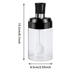Bouteille en verre pour sel, assaisonnements, huile et miel, usage domestique et cuisine, avec cuillère, bâtonnet à miel et bouchon brosse à huile - Product Image 2