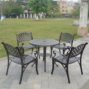 बालकनी धातु गार्डन तालिका सेट आउटडोर उद्यान फर्नीचर कास्ट प्राचीन एल्यूमीनियम आउटडोर आँगन मेज और कुर्सी - Product Image 4