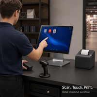 Système de point de vente (PDV) pour restaurant avec écran tactile de 15,6 pouces et affichage client, idéal pour les cafés, les restaurants à service rapide et les magasins alimentaires