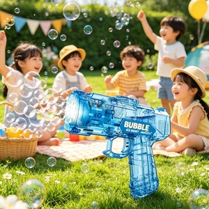 Pistolet à <span class=keywords><strong>bulles</strong></span> électrique transparent avec lumières, lanceur automatique de <span class=keywords><strong>bulles</strong></span> de savon pour fêtes estivales en extérieur - Product Image 3