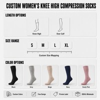 Chaussettes de compression personnalisées pour femmes, hauteur genou, mélange de bambou, respirantes, soutien, vente en gros OEM, conception gratuite, couleurs personnalisées