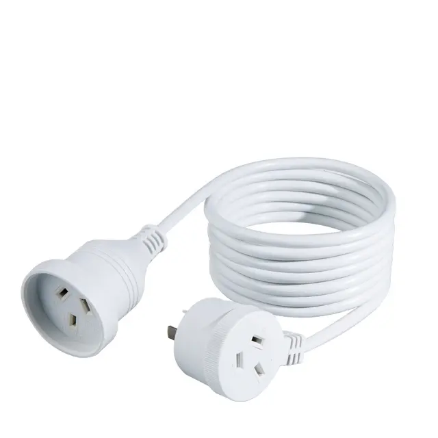 UNITED CABLE Piggy Back Power Extension Lead 3 Metre White 240VAC 10AMP