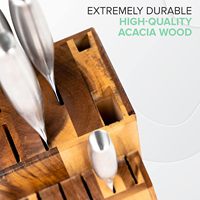 Support à Couteaux Multifonctionnel en Bois d'Acacia – Organisateur de Rangement pour Ustensiles de Cuisine – Bloc à Couteaux pour Garder les Couteaux Organisés – Offre Spéciale