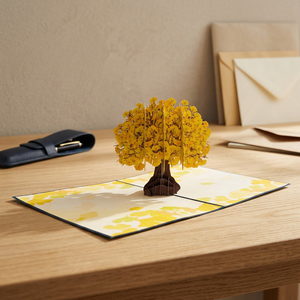 3D Ginkgo Tree <b>Pop</b> <b>Up</b> Greeting <b>Card</b> Handmade Paper Art Wholesale Autumn Tree <b>Card</b> Manufacturer - Product Image 3