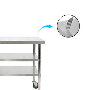 Venta Directa de Fábrica Shandong: Banco de Trabajo de Acero Inoxidable 201 de Tres Niveles con Ruedas, Sin Ángulos Muertos, Fácil de Limpiar y Mantener - Product Image 3