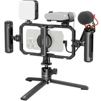 Kit vidéo tout-en-un en alliage d'aluminium pour smartphone avec éclairage audio, alimentation rapide et dégagement rapide – Édition professionnelle