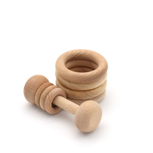 <span class=keywords><strong>Hochet</strong></span> en bois de hêtre pour bébé, jouet doux pour nouveau-nés, pour la dentition, effet apaisant et calmant - Product Image 2