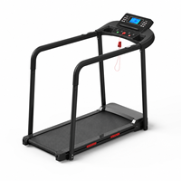 Tapis de marche pour la maison, machine d'exercice pour seniors, capacité 120 kg, 12 programmes, main courante antidérapante, grosses touches, marche en intérieur
