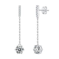 Nouvelles Boucles d'Oreilles Clous en Argent Sterling 925 Karats, Design Tendance pour Femme, Moissanite Taille Brillant Certifiée GRA, Plaqué Luxe 2.5g Griffe
