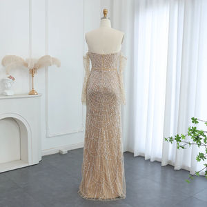 Jancember SZ104 Robes de soirée sirène dos nu champagne perles - Product Image 2