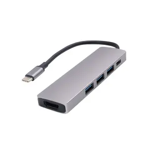USB C 5合1集线器USB 3.0 HDMI PD 100W支持4k 5gbps笔记本电脑Usb C集线器