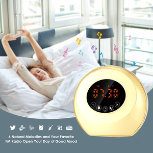 Horloge de Table Portable réveil lumière lever du soleil réveil haut-parleur <span class=keywords><strong>Radio</strong></span> FM aide au sommeil pour chambre Rechargeable horloge de bureau <span class=keywords><strong>lampe</strong></span> - Product Image 2