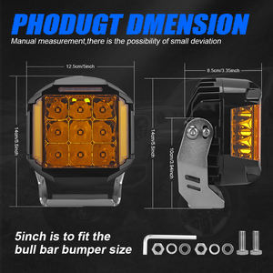 ไฟตัดหมอกสำหรับรถกระบะออฟโรดรถจีปเอทีวี UTV SUV ไฟ <span class=keywords><strong>LED</strong></span> สีเหลืองอำพันขนาด5นิ้วแบบจุดน้ำท่วม75W - Product Image 5