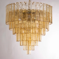 Lustre en verre de Murano couleur champagne grande suspension