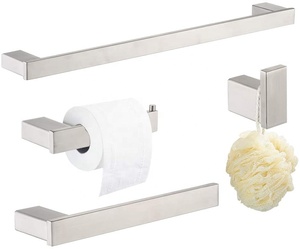 Juego <span class=keywords><strong>de</strong></span> 4 Accesorios <span class=keywords><strong>de</strong></span> <span class=keywords><strong>Baño</strong></span> Negros <span class=keywords><strong>para</strong></span> Montar en la Pared, Toallero <span class=keywords><strong>de</strong></span> Acero Inoxidable, Dorado - Product Image 3