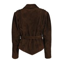 Veste de moto en cuir véritable de mouton, modèle court, de luxe, avec ceinture, pour femme, printemps-automne, personnalisable, en cuir souple, vente en gros, fournisseur