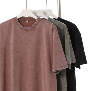 Stock DTG Drop Shoulder en blanco Digital de manga corta desgastado Vintage Uomo Pour Hommet camisetas lavado ácido camisetas para hombres - Product Image 2