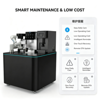 Robot à café entièrement automatisé à bras unique et conception ouverte, pour café fraîchement moulu, 24h/24 sans personnel