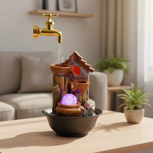 น้ำพุตกแต่งบ้านสำนักงานในร่มแบบตั้งโต๊ะพร้อมไฟ LED และหินตกแต่ง ดีไซน์แบบซ่อนท่อน้ำไหล สวยงามเหมือน<span class=keywords><strong>น้ำตก</strong></span> - Product Image 3