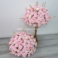 Boule de fleurs artificielle rose réaliste en soie de haute qualité pour centre de table, idéale pour les fêtes, la rentrée scolaire et la décoration de scène