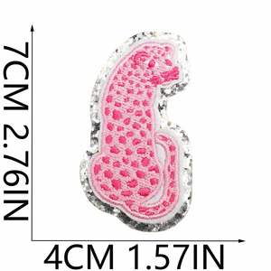 Iron on Embroidery Sliver Edge pink Diamond Flower <b>Hat</b> Dollar <b>Lighting</b> Rock Chenille Patch for Kid's Clothes <b>Hat</b> Bag - Product Image 6