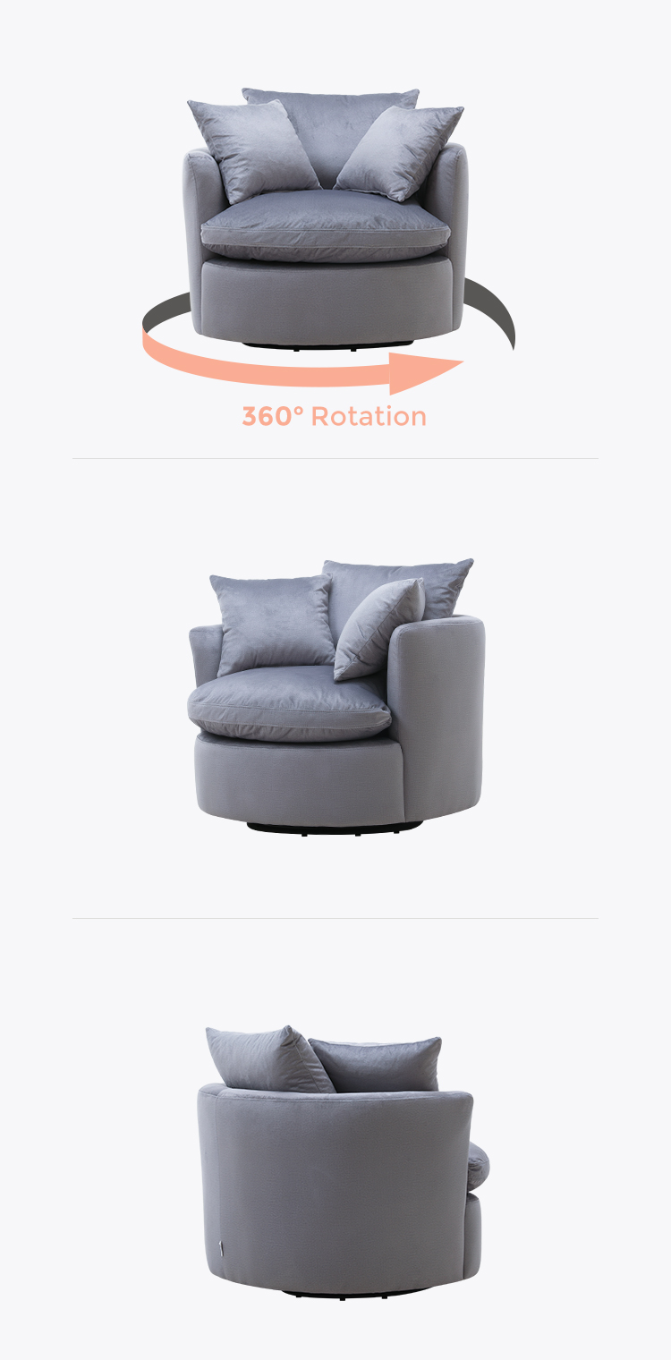 360-degree snuggle cuddle accent barrel swivel chair living room furniture fabric swivel armchair