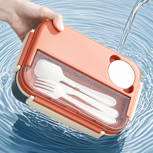 Fiambrera para adultos Bento Box, 4 compartimentos, contenedor de comida lunchable con tarro de salsa, bolsa aislada, apto para microondas y lavavajillas - Product Image 2