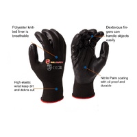 Gants de travail en nylon enduits de nitrile, antidérapants, durables, conformes aux normes Snell, pour hommes, tailles L et XL, usage général, vente en gros usine