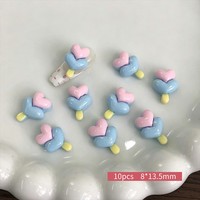 10 pièces de breloques et clous à ongles en résine 3D, motifs crème glacée, macaron et bâtonnet glacé, style dessin animé estival et doux, fournitures de décoration d'ongles DIY