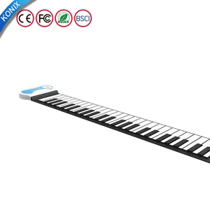 Piano de rolo de silicone operado a bateria inteligente, mini piano portátil de rolo de silicone flexível de 49 teclas