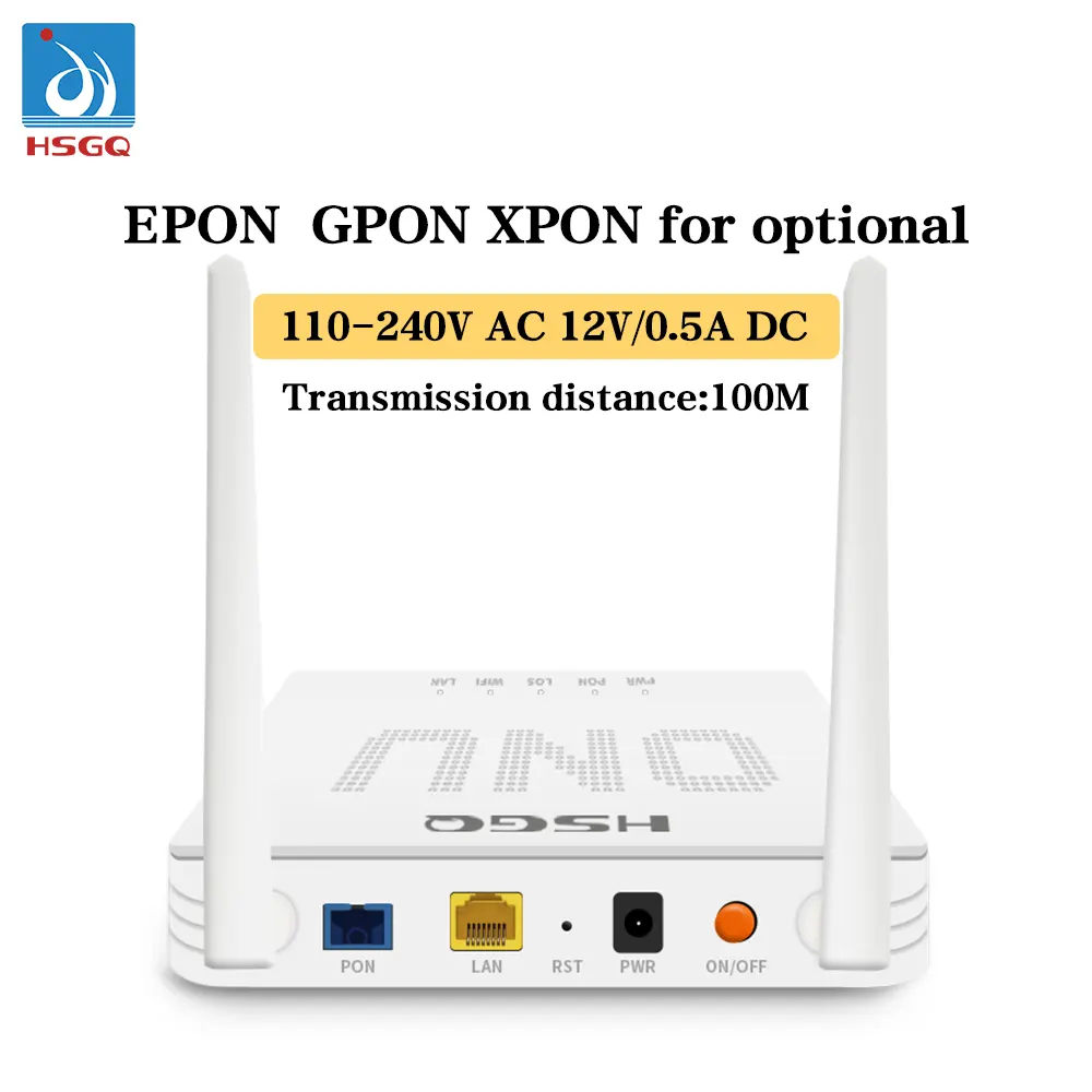 Modem HSGQ-X100W2 GEPON ONT 1GE 2.4G, solusi jaringan FTTH serat WIFI XPON EPON ONU