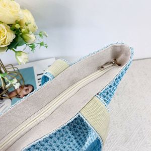 Sacs de plage brodés avec la phrase « HELLO SUMMER », sacs de plage à grande capacité, sacs de plage en paille pour les voyages en plein air - Product Image 6