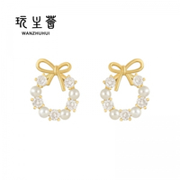 Style rond de conception à la mode 2025 avec des paramètres de perles belles boucles d'oreilles pour les femmes