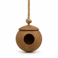 Nid d'oiseau en coquille de noix de coco naturelle avec échelle en corde pour perruche, agapornis, moineau de Java, nid suspendu pour cage 12-14cm
