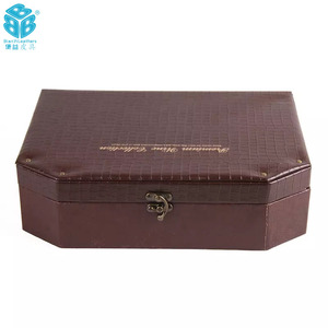 Customized High Quality Crocodile Pattern Solid Color Lock Wine Box Pu Leather Flannel Wine Box