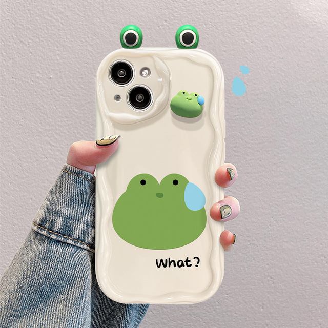 Suitable for Apple 14 Promax Phone case for iPhone 13 Cute and Funny 3D Frog Doll 12 Silicone Anti Drop