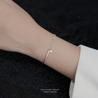Bijoux uniques en argent véritable 925 avec Zircon Bracelet à breloques en forme d'étoile Bracelet étoile hexagramme pour femme