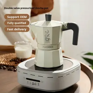 Cafetera <span class=keywords><strong>Moka</strong></span> de Aleación de Aluminio con <span class=keywords><strong>Doble</strong></span> Válvula, Cafetera <span class=keywords><strong>Moka</strong></span> Mini Portátil para Preparar Café - Product Image 4