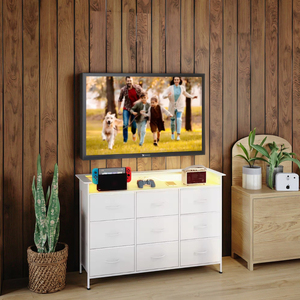 <span class=keywords><strong>Commode</strong></span> moderne blanche Addreen avec éclairage LED et rangement pour chambre à coucher, coiffeuse en acier inoxydable avec panneau design, durable - Product Image 2