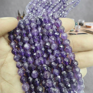 Perles en améthyste naturelle de qualité A en gros, perles rondes semi-précieuses en vrac, brin complet pour bijoux DIY - Product Image 2