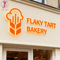 Letrero LED Retroiluminado para Panadería, Letras Acrílicas 3D, Logotipo Personalizado, Letrero Metálico Iluminado para Exteriores, para Pastelerías