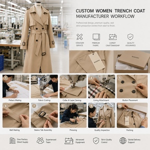 Gabardina elegante de longitud media coreana a la moda para <span class=keywords><strong>mujer</strong></span>, abrigo impermeable con cinturón, patrón de cuello con lazo, tejido de algodón a la moda - Product Image 3