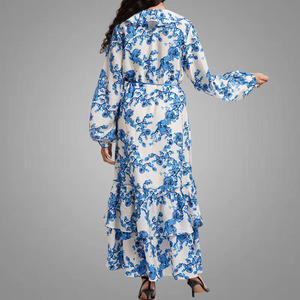 New Design <strong>Flower</strong> Print <strong>Dresses</strong> Women Dramatic Long Sleeve Maxi <strong>Dress</strong> Women <strong>Plus</strong> <strong>Size</strong> Ruffle Women's <strong>Dresses</strong> - Product Image 4