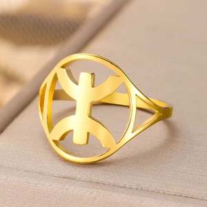 Bague de mariage vintage en acier inoxydable Myshape, symbole berbère africain et lettre Yaz <span class=keywords><strong>Amazigh</strong></span>, <span class=keywords><strong>bijoux</strong></span> ethniques religieux - Product Image 1