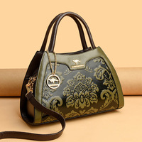 Tas Tangan Wanita Kecil Berkualitas Tinggi Premium PU Cetak Elegan Tas Selempang untuk Wanita Paruh Baya dan Lansia Tas Hadiah