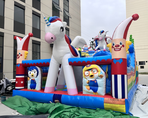 Casa de Brinco Inflable con Forma de Unicornio y Torres de Payaso, Material de PVC, para Jardín, Playa, Patio Trasero, Diversión al Aire Libre - Product Image 2